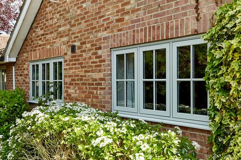 uPVC Flush Casement Windows - Anglian Home Improvements Light Grey Windows, Flush Casement Windows, Exterior Windows, Cottage Windows, Grey Windows, Window Glazing, Stone Farmhouse, Timber Windows, Cottage Exterior