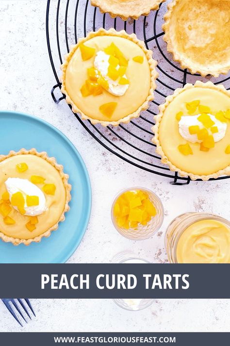 Peach Pastry Cream, Peach Curd, Curd Tarts, Feast Recipes, Vegan Tarts, Homemade Pastry, Tartlets Recipe, Peach Tart, Tart Filling