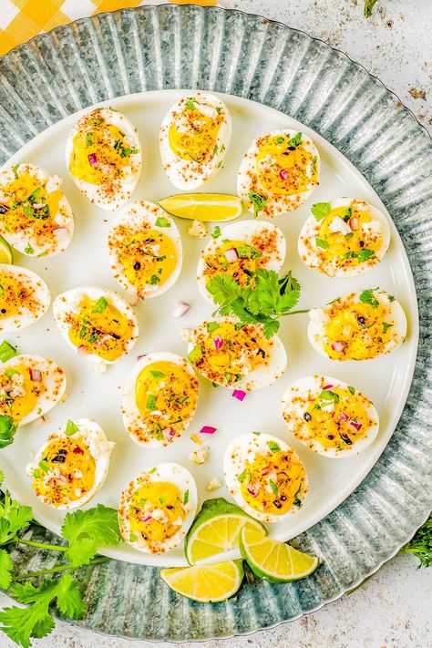 Mexican Deviled Eggs, Corn Jalapeno, Eggs Deviled, Isabel Eats, Mexican Chili, Avocado Deviled Eggs, Deviled Eggs Easy, Perfect Hard Boiled Eggs, Mexican Street Corn