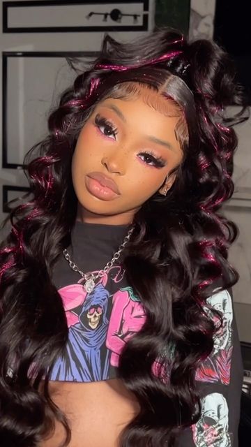 Birthday Hairstyles, Quick Weave Hairstyles, Dyed Hair Inspiration, Frontal Hairstyles, Pretty Braided Hairstyles, Pretty Hair Color, Hair Ponytail Styles, Dope Hairstyles, Ponytail Styles