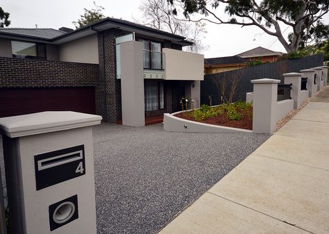 Open Driveway | by by Supreme Green Landscaping Sloping Driveway, Driveway On A Slope, Driveway Slopes Toward House, Sloped Driveway Landscaping, Sloped Driveway, Sloping Driveway Ideas, Sloped Front Yard, Flat Roof Design, Front Lawn Landscaping