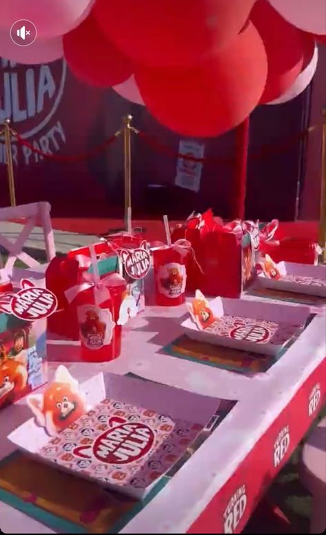 Red Party Ideas, Turning Red Birthday, Disney Parties, Panda Birthday Party, Red Birthday Party, Red Disney, 2nd Birthday Party For Girl, Red Birthday, Panda Birthday