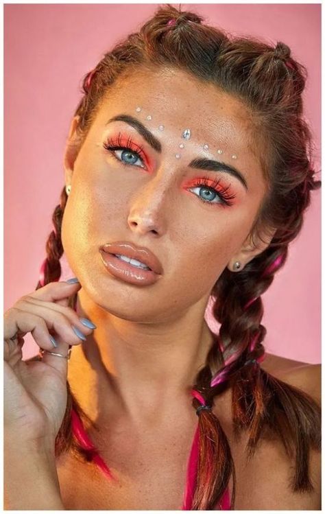 Coachella Make-up, Festival Face Jewels, Coachella Makeup, Usa Makeup, Festival Makeup Rave, Festival Make Up, Festival Makeup Glitter, Natural Lip Gloss, Festival Face