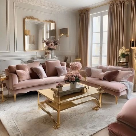 🇫🇷✨ Step into the chic and cozy world of modern Parisian style! ✨🥐 Embrace the effortless elegance and charm of a Parisian living room right in the heart of your home. From sophisticated furnishings to timeless decor, your space can exude that coveted French flair. 🏡💕 🌿 Picture yourself lounging on a plush velvet sofa, surrounded by touches of gold accents and luxurious textures. Add a touch of romance with soft pastel hues and a hint of floral patterns. Let natural light flood the room thro... French Living Room Decor Luxury, French Chic Living Room, French Sofa Living Room, Parisian Chic Style Home, French Classic Interior Design, Modern Parisian Style, Princess Apartment, Decorations Drawing, Parisian Style Home