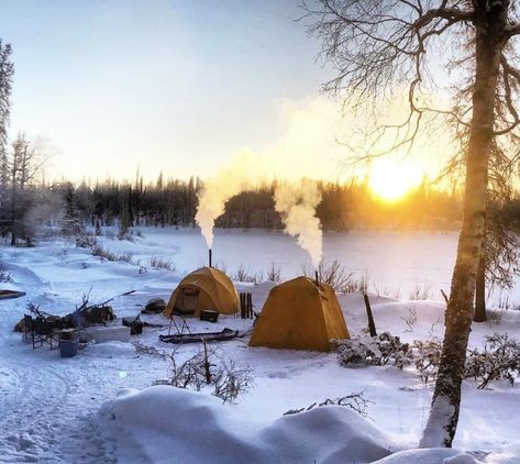 Daytime winter camping Moomin Midwinter, Winter Camping Aesthetic, Winter Tent Camping, Cold Weather Tents, Snow Camping, Cozy Camping, Winter Tent, Snowy Woods, Magic Land