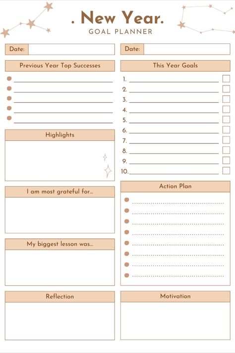 ❤️This Planner was designed for those who want to Reflect on the passing year as well as prepare for the upcoming one. ❤️Do your Yearly Review and set your Goals for the upcoming year with this simple yet cute planner. ❤️You can print it in 3 different sizes (A4, A5, US Letter) or fill it out digitally since fillable PDF file is included.❤️ Yearly Review, Life Goal Planner, Resolution List, Goals Printable, Goals Sheet, New Year Planning, Planner Review, Goals Template, New Year Resolutions