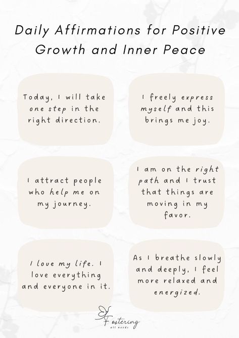 Inner Peace Affirmations, Peace Affirmations, Growth Is A Process, Mind Body And Spirit, Finding Inner Peace, Stay Calm, Daily Habits, Mindfulness Quotes, Feeling Loved