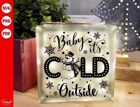 Baby It's Cold Outside Snowman Christmas Sign Glass | Etsy Christmas Glass Blocks, Glass Block Crafts, Forest Christmas, Lighted Glass Blocks, Cricut Christmas Ideas, Deer Forest, Block Craft, Baby It's Cold Outside, Glass Block