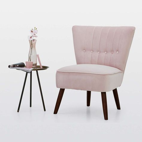 Blush Pink Isla Chair | Dunelm Velvet Cocktail Chair, Pink Office Chair, Comfy Living Room Furniture, Dressing Table With Chair, Leather Dining Room Chairs, Cocktail Chair, Furniture Beds, Velvet Accent Chair, Shell Chair