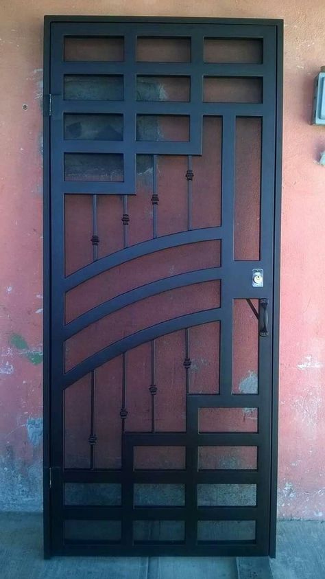 Iron Security Doors, Pintu Interior, Porte In Ferro, Grill Gate Design, Metal Doors Design, Steel Door Design, Iron Door Design, Steel Gate Design, Grill Door Design