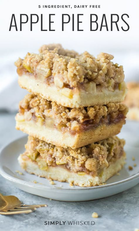 Easy Apple Pie Bars, Apple Pie Bars Recipe, Shortbread Bars Recipes, Non Dairy Desserts, Dairy Free Baking, Pie Bar Recipes, Dairy Free Desserts, Apple Pie Bars, Easy Apple Pie