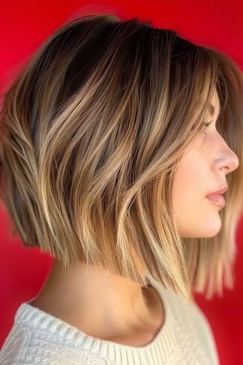 Short Brunette Blonde Hair, Shoulder Length Angled Hair, Angled Bob Fine Hair, Womens Haircuts Bob, Bob Hairstyles For Thinning Hair, Summer Bob Hairstyles 2024, Angled Bob Haircuts For Fine Hair, Angled Bob Short, Shoulder Length Blonde Bob