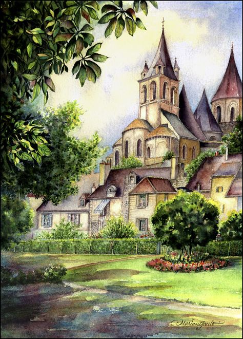 Color Pencil And Watercolor, Natural Landscape Drawing, Color Pencil Landscape Drawing, Colored Pencil Architecture, Color Pencil Art Drawings Nature, Color Pencil Sketches Landscape, Color Pencil Art Landscape, Watercolor And Colored Pencil Art, Coloring Pencil Art