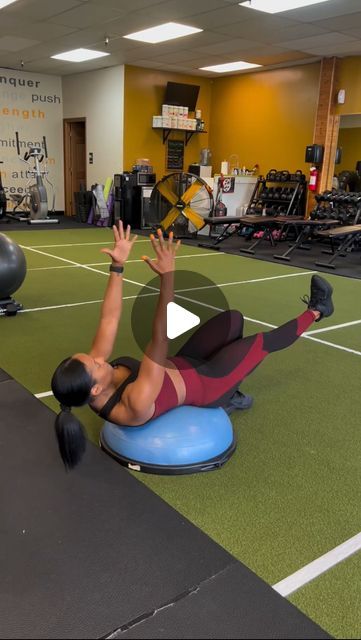 BOSU® on Instagram: "Okay but @lataunyasfit actually blew our minds with this workout. 🤯🔥 These five unique moves on the Balance Trainer are some of the most innovative we’ve seen. You’re going to want to bookmark this workout and give ‘em’ a try to see for yourself. These exercises combined with the BOSU demand stability from your core in order for you to transition from moves like a crunch to squat or pistol squat. Additionally, the single leg RDL or “mountain climbers” will not only have your lower body on fire but, done correctly, also your deepest core muscles like your transverse abdominis. 💪🏼 Give these a try and let us know how you do. #bosu #bosuballworkout #lowerbodyworkout #abs" Bosu Abs Core Exercises, Body On Fire, Single Leg Rdl, Transverse Abdominis, Bosu Ball Workout, Gym Routines, Bosu Workout, Kettle Bells, Balance Trainer