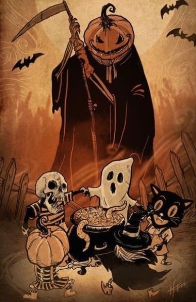 HALLOWEEN PARTY 2018 by sideshowmonkey on DeviantArt #halloweendecoration #halloween #halloweencostume Halloween Imagem, Vintage Halloween Art, Image Halloween, Halloween Artwork, Halloween Scene, Halloween Wallpaper Iphone, 31 Days Of Halloween, Halloween Illustration, Halloween Drawings