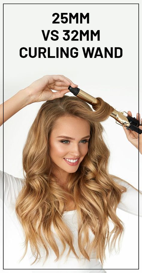 Here are the differences between the 25mm and 32mm curling wand Curling Wand Hair, Curling Hair With Wand, Curling Wand, Wand Curls, Different Hairstyles, Hair Care Routine, Hair Care Tips, Curled Hairstyles, Styling Tools