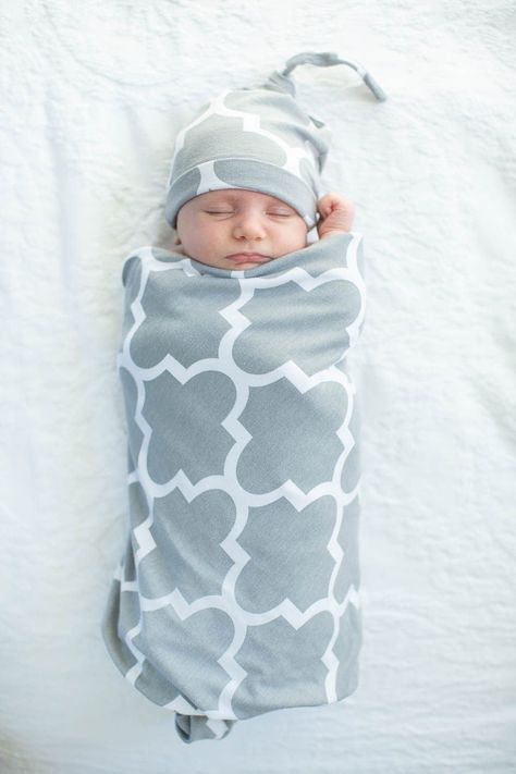 "Ready To Ship! 2 Piece set includes: 1 Baby Blanket 1 Newborn Hat This listing does not include the matching mommy robe Looking for matching mommy wear? Click on our store to find matching labor gowns, nightgowns, robes and more. Created using a super soft material combination of cotton/elasthane, this swaddle blanket and knotted hat set is the perfect gift for any newborn. Swaddle your infant gently to mimic your own warm embrace and encourage sound, restful sleep. The swaddle blanket measures Newborn Clothes Checklist, Gender Neutral Baby Shower Gifts, Labor Gowns, Newborn Swaddle Blanket, Disney Baby Clothes, Material Combination, Baby Swaddle Blanket, Knotted Beanie, Trend Clothes