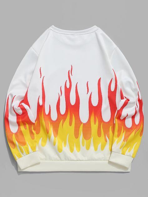 Flame Sport Fire Graphic Print Sweatshirt  BLACK WHITE , #affiliate, #Fire, #Graphic, #Flame, #Sport, #BLACK #Ad Fire Graphic, Denim Diy Clothes, Money Clothes, Cheap Sweatshirts, Graphic Print Sweatshirt, 90s Fashion Outfits, Cute Hoodie, Denim Diy, Funny Hoodies