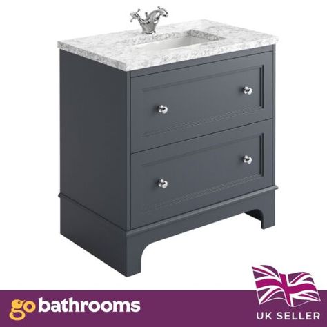 Victorian Grey Eloise 800mm Vanity Unit With Marble Top & Ceramic Wash Basin 5060671824447 | eBay Grey Vanity Unit, Marble Worktop, Easy Bathrooms, Grey Bathroom Furniture, Floor Standing Vanity, Standing Vanity, Timeless Bathroom, Traditional Bathroom Vanity, Gray Vanity