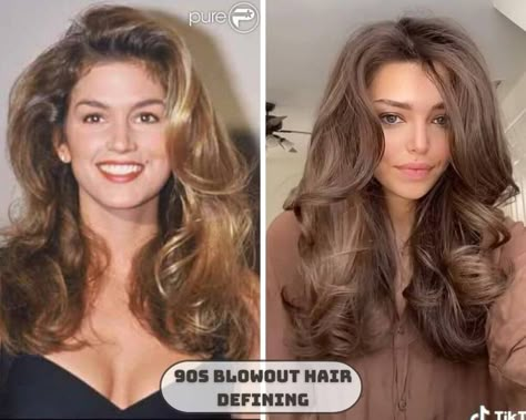 90s Supermodel Blowout Hair, Huge Blowout Hair, Blow Hairstyles Perfect Blowout, How To Get Fluffy 90s Hair, Volume 90s Hair, Full Blowout Hairstyles, 90s Big Blowout Hair, Bouncy Hair Styles, 90s Models Hair