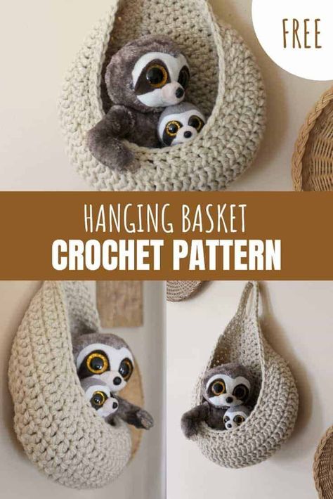 Free Pattern Crochet Hanging Basket, Crochet Hanging Basket Pattern Free Easy, Crochet Wall Baskets Free Pattern, Small Crochet Hanging Basket Free Pattern, Crochet Scraps Projects, Crochet Hanging Organizer Free Pattern, Hanging Basket Crochet Pattern Free, Large Crochet Basket Pattern Free, Crochet Hanging Baskets Free Patterns