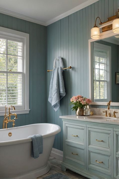 Transform your bathroom into a serene coastal oasis with the soothing Aqua Tones of Topsail (SW 6217). Dive into a daily routine of interior design to create your relaxing haven. #Ad #homedecor #homedesign #bathroom #Painthome interiorarchitecture best Wall Colors for Bathroom Colors Bright Room Colors best colors combinations bathroom bathroom Remodeling Modern Paint Colors 2024 Turquoise Bathroom Paint, Sea Colors Bathroom, Sw Topsail Bathroom, Light Teal Bathroom Walls, Sw Tradewind Bathroom, Aegean Teal Bathroom, Dusty Blue Bathroom, Light Aqua Bathroom, Powder Blue Bathroom