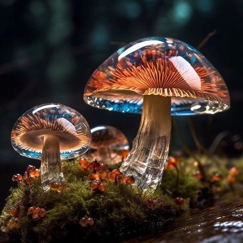 Magic Mushroom Aesthetic, Champignon Aesthetic, Underwater Mushrooms, Mushrooms With Faces, Shrooms Aesthetic, Different Kinds Of Mushrooms, Cool Mushrooms, Pretty Mushrooms, Mushrooms Aesthetic