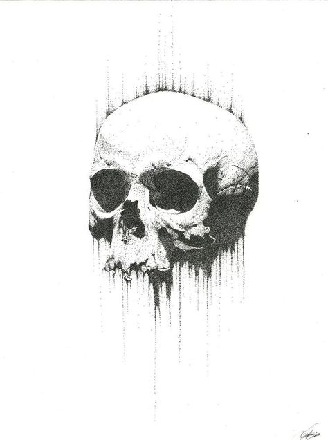 Skull Art Inspiration, Open Skull Tattoo, Skull Ink Drawing, Skull Stippling, Skull Pointillism, Half Skull Drawing, Pointilism Tattoos, Sideways Skull, Skull Dotwork