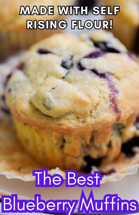 These blueberry muffins with self-rising flour are quick to make, require no extra leavening agents, and are packed with juicy blueberries, making them a perfect choice for breakfast, snacks, or a sweet treat that will quickly become a new family favorite. Blueberry Muffins With Self Rising Flour, Blueberry Muffins Self Rising Flour, Self Rising Flour Muffins, Self Rising Flour Brownies, Self Rising Flour Muffin Recipes, Recipes Using Self Rising Flour Baking, Self Rising Flour Desserts, Muffins With Self Rising Flour, Recipes Using Self Rising Flour