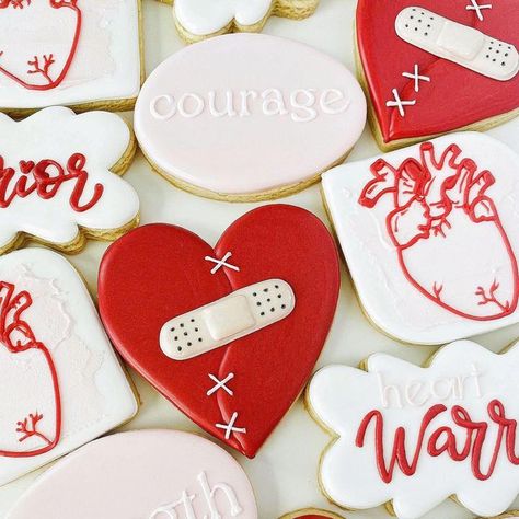 Heart Warrior First Birthday Party, Heart Warrior Cookies, Heart Warrior Cake, Chd Cookies, Heart Surgery Aesthetic, Heartbreaker Party, Heartiversary Party, Heart Surgery Gift Ideas, Heart Surgery Quotes