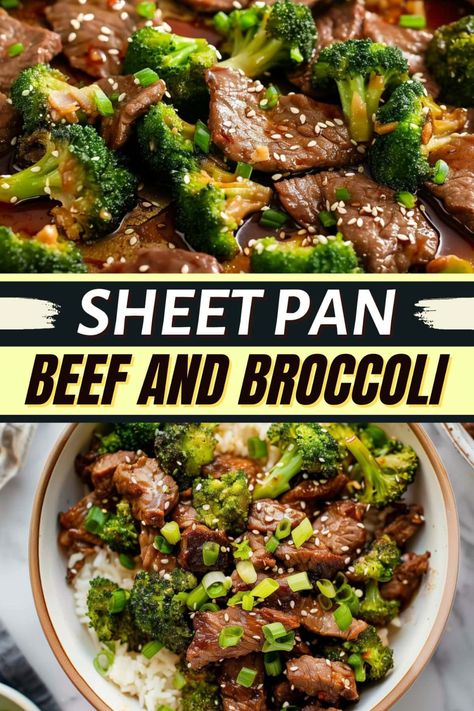 Skip takeout and try this sheet-pan beef and broccoli at home! It's quick, easy, and totally restaurant-worthy. Beef With Broccoli Recipe, Easy Beef And Broccoli, Sheet Pan Dinners Recipes, Beef And Broccoli, Easy Asian Recipes, Broccoli Beef, Broccoli Recipes, Beef Recipes Easy, Sheet Pan Dinners