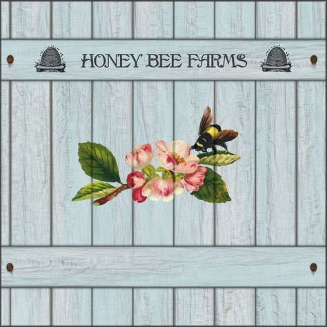 This charming wood sign displays the name Honey Bee Farm with appropriate graphics of bee hives and a bee with some flowers. Cabin Names, Farm Names, Cottage Names, Wallpaper Wood, Craft Hobbies, Miniature Sign, Bee Illustration, Candle Pedestal, Bee Farm