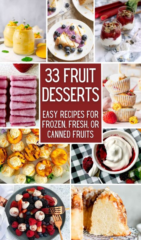 Dive into a sweet adventure with our 33 Fruit Desserts! Whether you have an abundance of fresh summer fruits, a stash of canned varieties, or some frozen treats, we've got the perfect dessert for you. Turn these humble ingredients into deliciously refreshing creations that are bound to impress. Excited to give your taste buds a fruity delight? Click and discover these easy-to-follow recipes! #FruitDesserts Ambrosia Recipe, Frozen Fruit Recipes, Fresh Fruit Desserts, Fruit Desserts Easy, Mini Dessert Recipes, Grilled Desserts, Canned Fruits, Healthy Cheesecake, Fruit Dessert Recipes