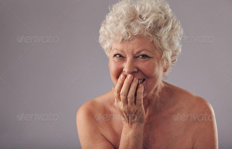 Beautiful senior female smiling by jacoblund. Portrait of beautiful naked senior female smiling at camera against grey background. Old woman smiling with hands on ...#smiling, #jacoblund, #Portrait, #Beautiful Older Woman Art, Older Woman Portrait, Face Procedures, Female Portrait Poses, Female Portrait Photography, Red Hair Woman, Figure Photography, Face Lift, Healthy Aging