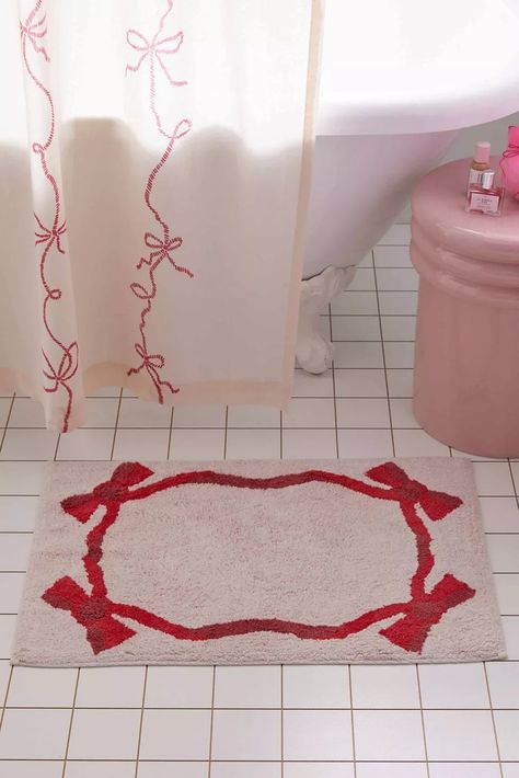 Lacey Bows Bath Mat | Urban Outfitters Urban Outfitters Aesthetic, Urban Outfitters Bathroom, Urban Outfitters Apartment, Urban Outfitters Style, Embroidered Duvet Cover, Urban Outfitters Home, Pinterest Contest, Uo Home, College Apartment Decor