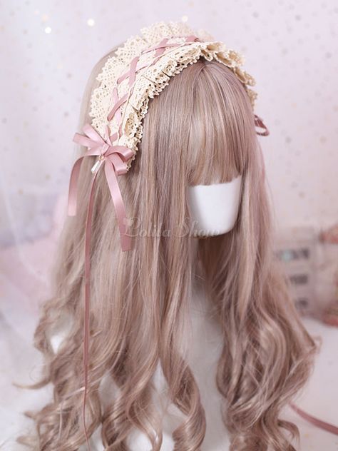 Sweet Lolita Headdress Bow Lace Ruffle Lolita Hair Accessory - Lolitashow.com Portfolio Moodboard, Ribbon Accessories, Kawaii Wigs, Kawaii Things, Kawaii Hairstyles, Fashion Portfolio, Oc Ideas, Hair Reference, Sweet Lolita