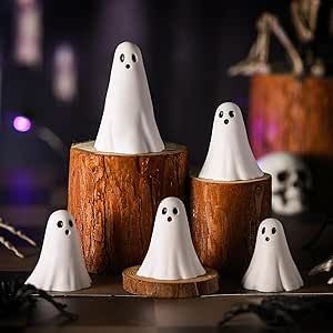 Amyhill 5 Pcs Halloween Ghost Figurine Resin Ghost Sculpture Statue Cute White Ghosts Halloween Decorations Spooky Tiered Tray Decor for Indoor Home Table Centerpieces Party Kitchen Tabletop Shelf Ghost Sculpture, Table Centerpieces Party, Halloween Decorations Spooky, Tabletop Shelf, Centerpieces Party, Table Centerpieces For Home, Halloween Ghost Decorations, Ghosts Halloween, Party Kitchen