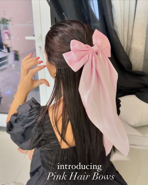 ✨🎀Introducing Pink Silk Hair Bows ✨🎀 Big Hair Bows for Women made of Silky Satin, Hair Bow with Hair Clip & Long Tail Cute Hair Ribbon Coquette Bows Hair🎀 💌Made of metal spring clamp and Silk fabric with long tail, soft, durable & comfortable ✨Metal clip keeps hair securely in place 🎀 Hair Bows look so beautiful and made your outfit look more feminine . Price: 15 AED DM to order . Happy Shopping x Fluttery&Co. 🎀 Hair Bow With Hair, Bow With Hair, Look More Feminine, Hair Bows For Women, Satin Hair Bow, Big Hair Bows, Coquette Bows, Pink Hair Bows, Bows Hair