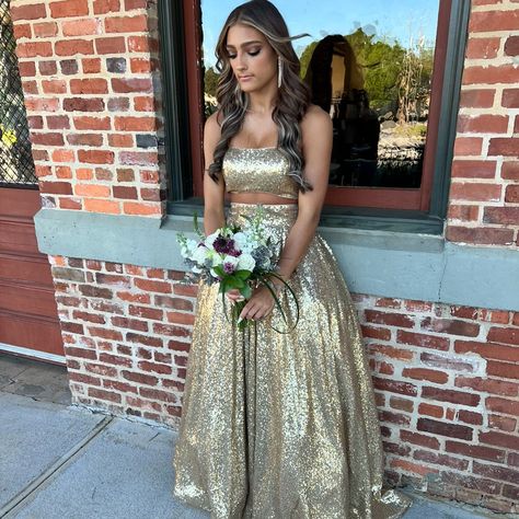 Gold two piece outfit