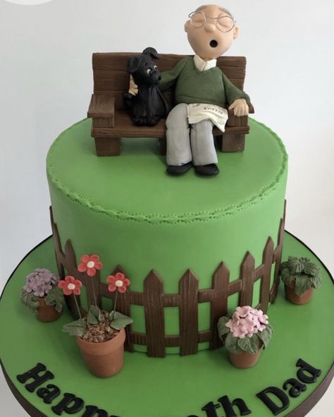 Grandpa Cake Ideas, Grandpa Birthday Cake Ideas, Grandpa Birthday Cake, Gardener Cake, Country Cakes, Fancy Birthday Cakes, Sunflower Cake, 90th Birthday Cakes, 70th Birthday Decorations