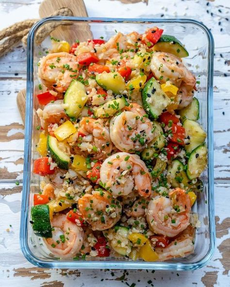 Rice For Meal Prep, Shrimp Cauliflower Fried Rice, Shrimp Cauliflower, Clean Eating Shrimp, Clean Meal Prep, Cauliflower Fried, Arroz Frito, Meal Prep Clean Eating, Clean Eating For Beginners