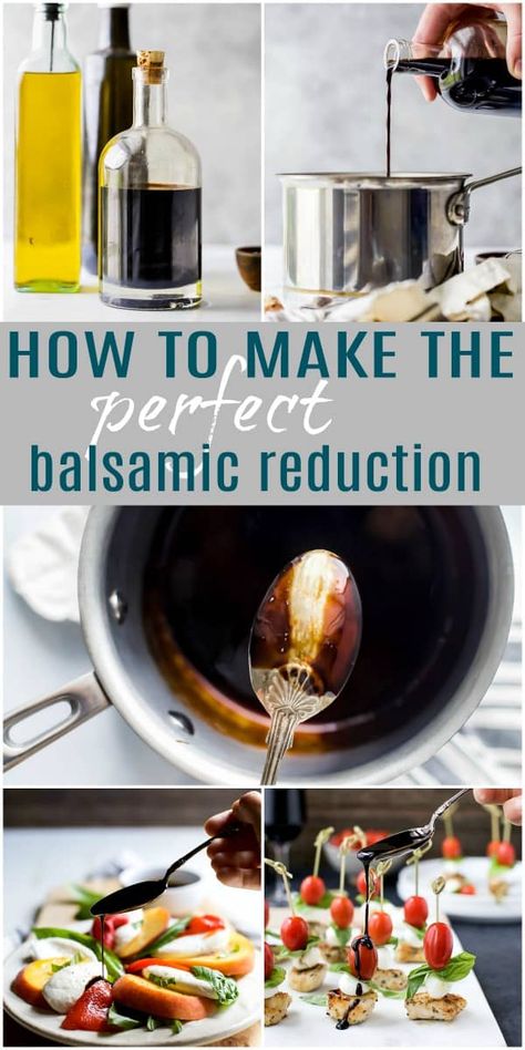 How to make Balsamic Reduction using 1 ingredient, quality Balsamic Vinegar. This balsamic reduction will be your new "go to" sauce to top off any dish - done in just 10 minutes! #glutenfree #easy #howto #paleo #vegan Balsamic Reduction Sauce, Balsamic Reduction Recipe, Salads Chicken, Basic Cooking, Balsamic Reduction, Smoker Recipes, Starters Recipes, Paleo Vegan, Daily Meals