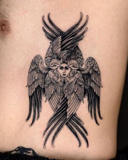 Ophanim Tattoo, Six Winged Angel, Seraphim Tattoo Design, Cherubim Angels Tattoo, Seraphim Tattoo, Biblical Angel, Feminine Tattoo Ideas, Gotik Tattoo, Alas Tattoo