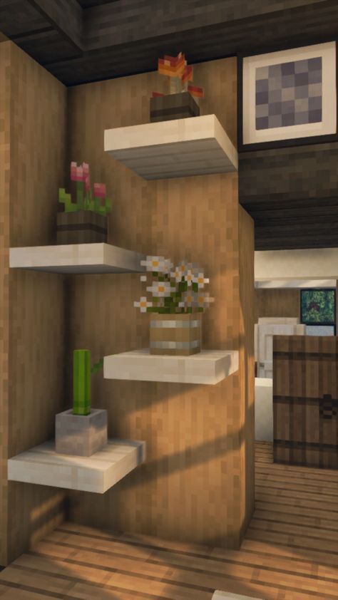 Minecraft Outside House Decor, Minecraft House How To Build, Minecraft Building Ideas Decor, Windows In Minecraft, Minecraft House Bedroom, Minecraft Wood Combinations, Minecraft Tree House Interior, Cute Minecraft Houses No Mods, Cute House Minecraft Aesthetic