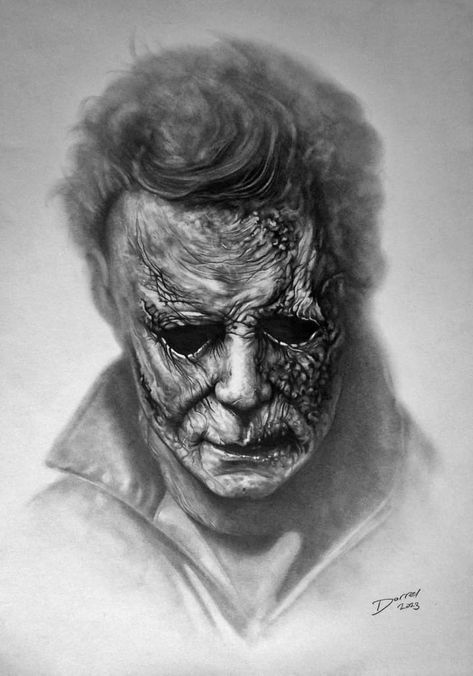 Michael Myers Drawing, Horror Movie Tattoos, Half Sleeve Tattoos Drawings, Horror Drawing, Circle Tattoo, Movie Tattoos, Tattoo Zeichnungen, Simple Tattoo Designs, The Boogeyman