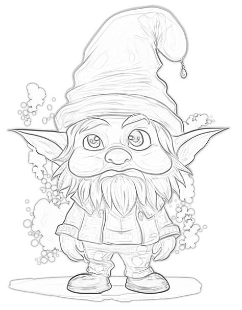 Gnome Drawings Simple, Goblin Coloring Pages, Gnome Sketch, Gnomes Drawing, Gnome Drawings, Gnome Drawing, Sketches For Beginners, Easy Sketches For Beginners, Elf Drawings