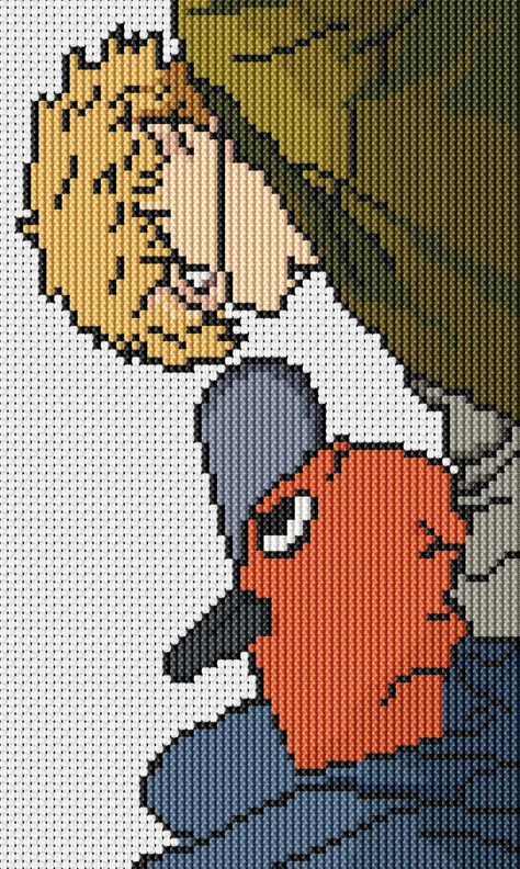 Chainsaw Man cross stitch anime pattern Cross Stitch Anime Patterns, 16 Bit Art, Anime Cross Stitch Patterns, Cross Stitch Anime, Cross Stitch Patterns Free Disney, Crochet Graph Patterns, Anime Cross Stitch, Pochita Chainsaw Man, Pochita Chainsaw