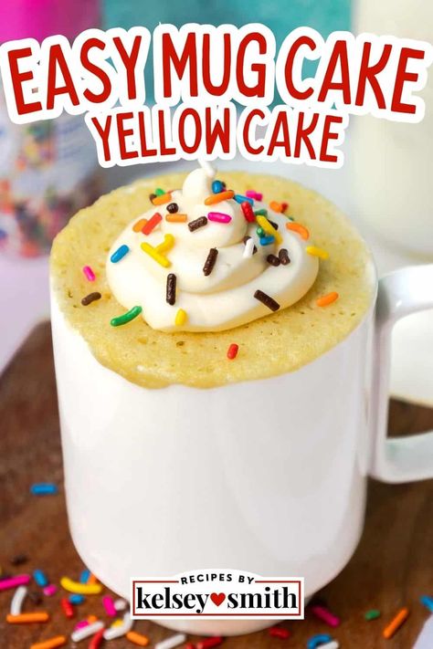 Yellow Mug Cake, Single Serving Cake Recipe, Easy Homemade Noodles, Mug Cupcake, Microwave Mug Cake, Microwave Mug Recipes, Single Serve Cake, Easy Mug Cake, Yellow Mug