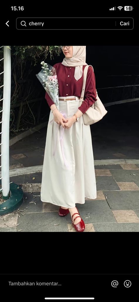 Ootd Rok Skirt, Outfit With Skirt Hijab, Outfit Kuliah Hijab, Outfit Hijab Casual Rok, Simple Outfits Hijab, Casual Outfits Hijab, Kuliah Outfit, Ootd Hijab Casual Simple, Outfit Hijab Simple