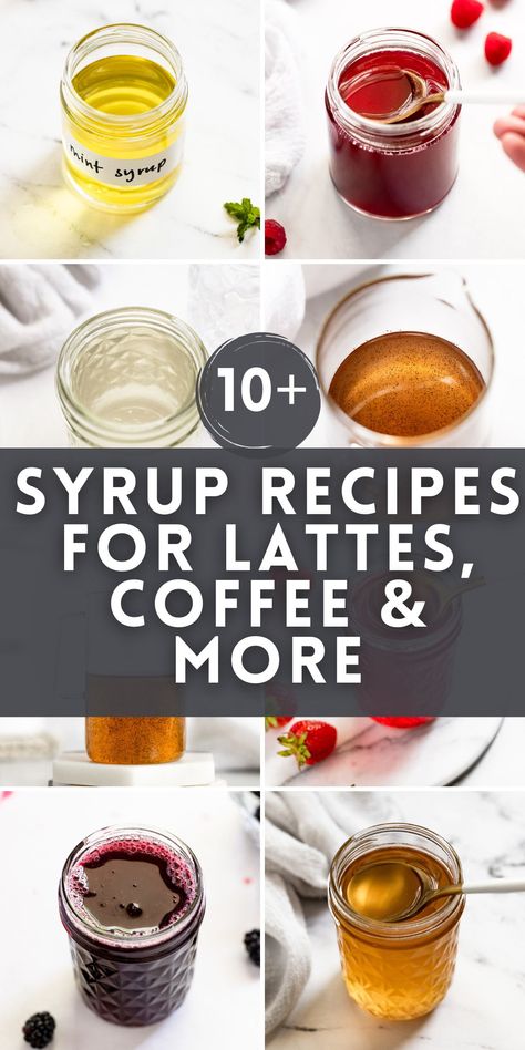 Diy Syrup, Flavored Coffee Recipes, Homemade Coffee Syrup, Homemade Latte, Nespresso Recipes, Homemade Coffee Creamer, Syrup Recipes, Drink Syrups, Simple Syrup Recipes